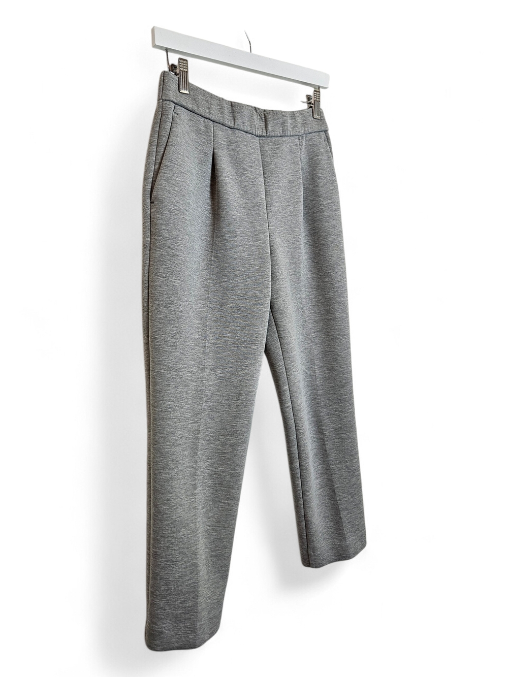 Ann Taylor Petite Gray Ankle Pants Double Knit High Rise Pull On Career Work SP